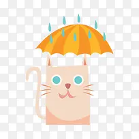 手绘打伞的小猫咪