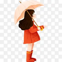 撑着伞的小女孩