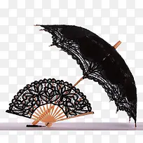 黑色蕾丝花边伞秀气