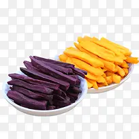 两碟子紫薯干和地瓜干特产小吃设