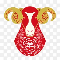 红色剪纸羊