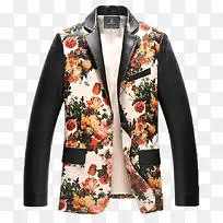 印花真皮西装皮西服外套潮