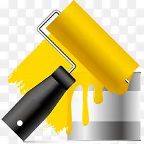 黄色粉刷工具素材图