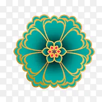 蓝色富贵开花元素