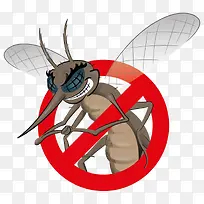 卡通禁止蚊子传染疾病插画图标免
