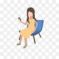 坐在椅子上看手机的女人