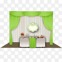 绿色清新婚礼甜品台矢量图