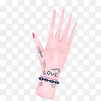 原宿风手绘粉红色情人节元素手形