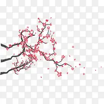 手绘樱花树枝装饰图案