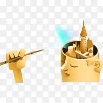金色人物魔法棒