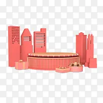粉色双十二C4D海报背景免抠图