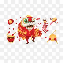 舞狮子素材元素