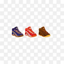 三双运动鞋 手绘 插画 色彩运动鞋