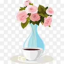 浪漫玫瑰花瓶下午茶