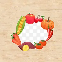 手绘农业木纹背景农作物红薯等免