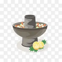 手绘美食可爱火锅素材元素