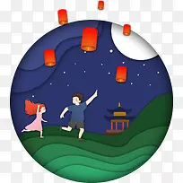 中秋节庆祝圆形装饰图案