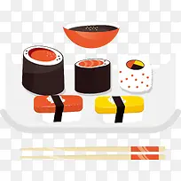 日本料理和筷子矢量图