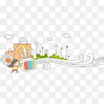 可爱小清新装饰海报装饰手绘房子