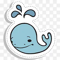 幼儿卡通喷水的蓝鲸