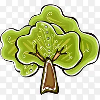 可爱卡通树——植树节免扣素材