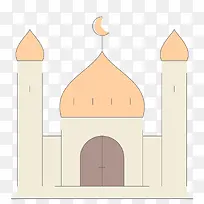 卡通城堡月亮插画装饰