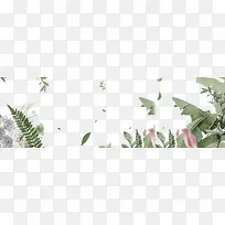 绿色简约花丛边框纹理