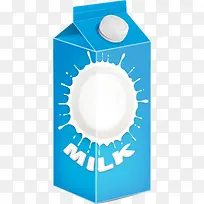 手绘卡通蓝色牛奶盒设计