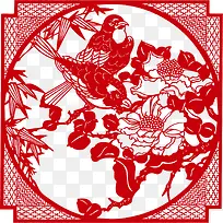 春节红色窗花剪纸