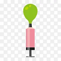 粉色气球打气筒上的绿色气球