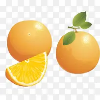 卡通两个香橙和橙子瓣