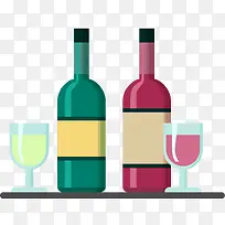 矢量酒瓶和酒杯插图