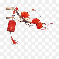 庙会  红色 灯笼红 梅花 节日气氛