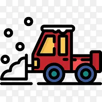 一辆手绘的红色铲雪车