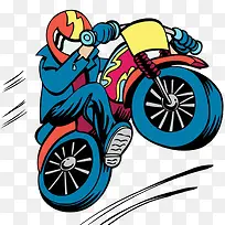 卡通可爱摩托车赛车手