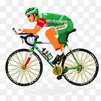 矢量手绘绿衣自行车赛车选手素材