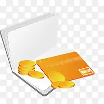 银行卡存折与金币PNG下载