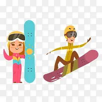 冬季滑雪运动矢量卡通图片