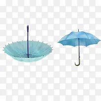水彩蓝色雨伞