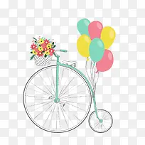 自行车气球鲜花女王节浪漫装饰