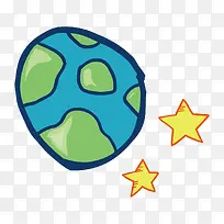 卡通卫星地球矢量