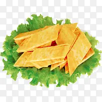 白薯片与菜叶