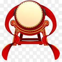 手绘中国风红色丝带和鼓