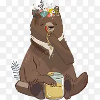 正在吃蜂蜜的小熊