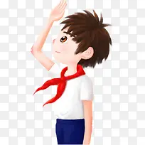 手绘敬礼的男孩
