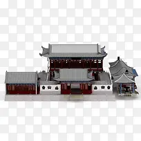 一座方形庭院古典楼阁