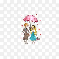 伞下的小情侣