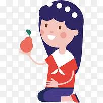 矢量图拿着梨的女孩