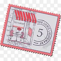 复古房屋灰色邮票