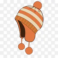 手绘橙色条纹加厚加棉冬季帽子